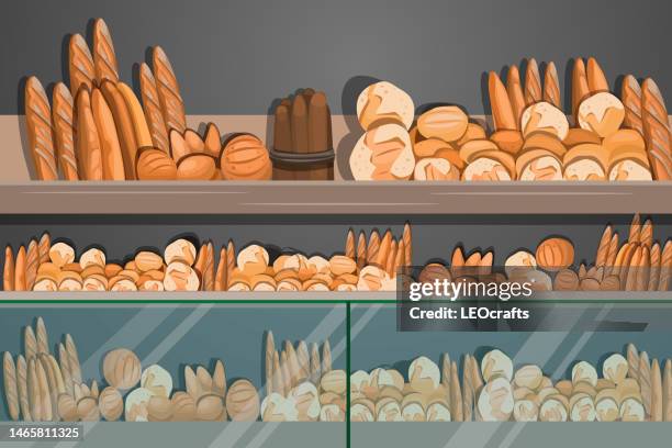 ilustraciones, imágenes clip art, dibujos animados e iconos de stock de hermosa panadería - tienda outlet
