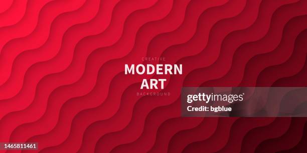 stockillustraties, clipart, cartoons en iconen met trendy geometric background with red abstract waves - sinus