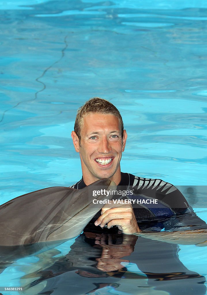 French swimmer Alain Bernard poses after