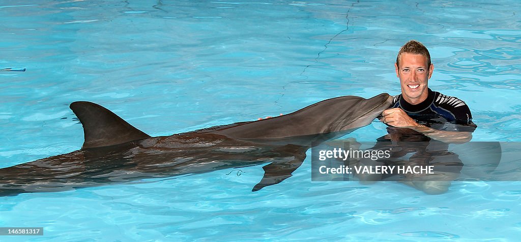 French swimmer Alain Bernard poses after