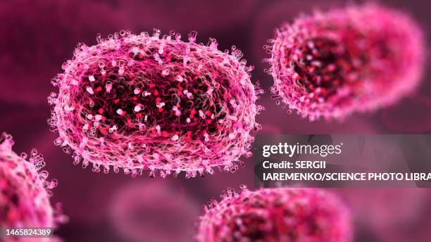 mpox virus particles, illustration - virus organism stock illustrations