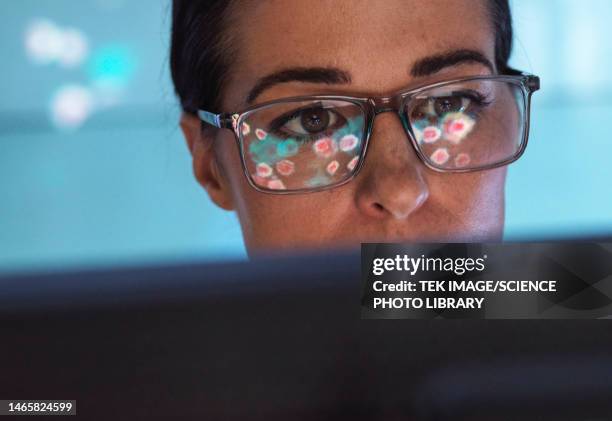 virus research, conceptual image - groundbreaking female scientists stock pictures, royalty-free photos & images