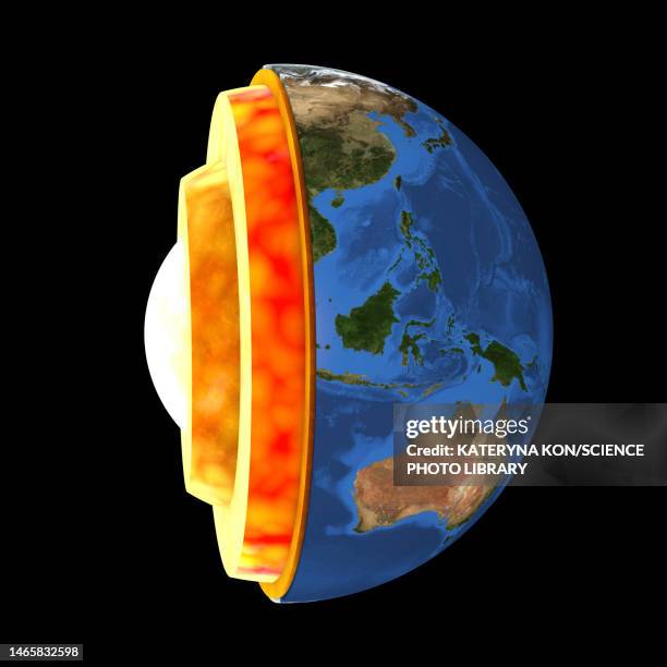 stockillustraties, clipart, cartoons en iconen met earth's internal structure, illustration - aardkorst