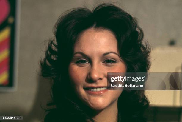 American actress Linda Lovelace , known for starring in adult films, attends a press conference in New York to announce her future career plans on...