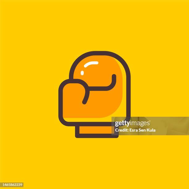 boxing glove color flat line icon design with editable stroke. suitable for web page, mobile app, ui, ux and gui design. - kickboxing stock illustrations