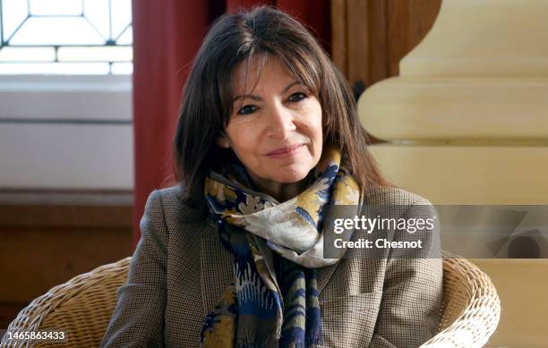 Mayor of Paris Anne Hidalgo attends a press conference on the theme: “Making the 2024 Olympic and Paralympic Games a springboard for cycling” on...