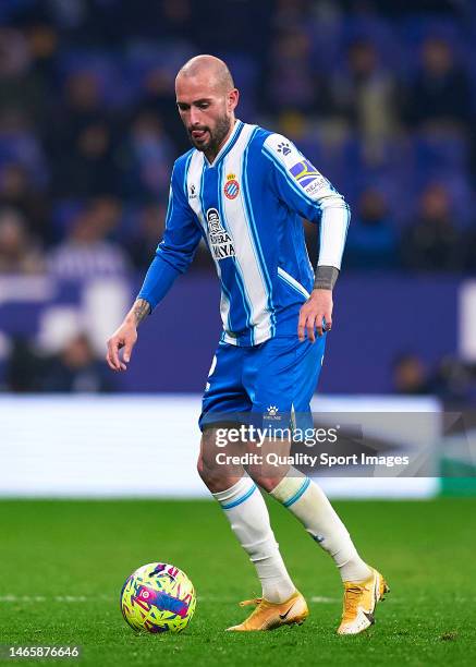 Aleix Vidal of RCD Espanyol with the ball during the LaLiga Santander match between RCD Espanyol and Real Sociedad at RCDE Stadium on February 13,...