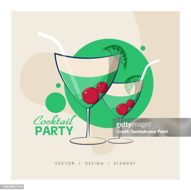 gin and tonic cocktail with lime wedge. - mojito stock illustrations