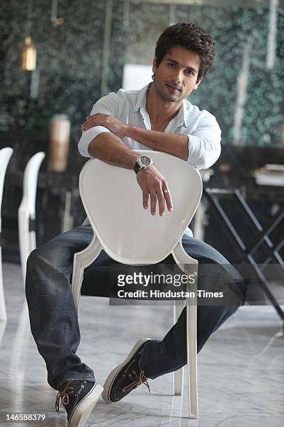 Bollywood actor Shahid Kapoor during photo shoot on June 16, 2012 in New Delhi, India. His latest movie Teri Meri Kahani is scheduled to release on...
