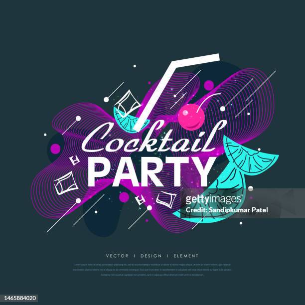 illustrazioni stock, clip art, cartoni animati e icone di tendenza di design poster vettoriale cocktail party - cosmopolitan cocktail
