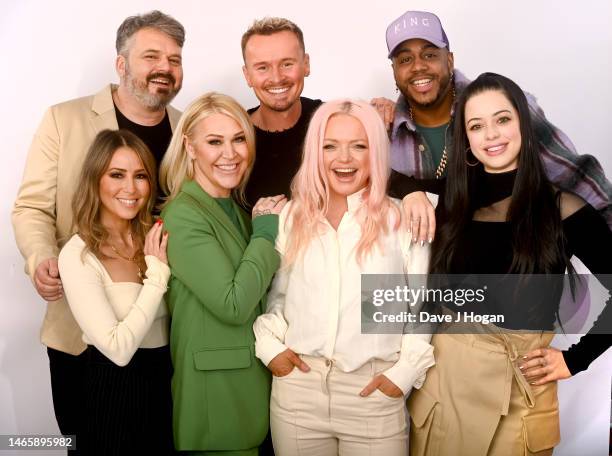 Rachel Stevens, Paul Cattermole, Jo O'Meara, Jon Lee, Hannah Spearritt, Bradley McIntosh and Tina Barrett of S Club 7 attend the announcement of...