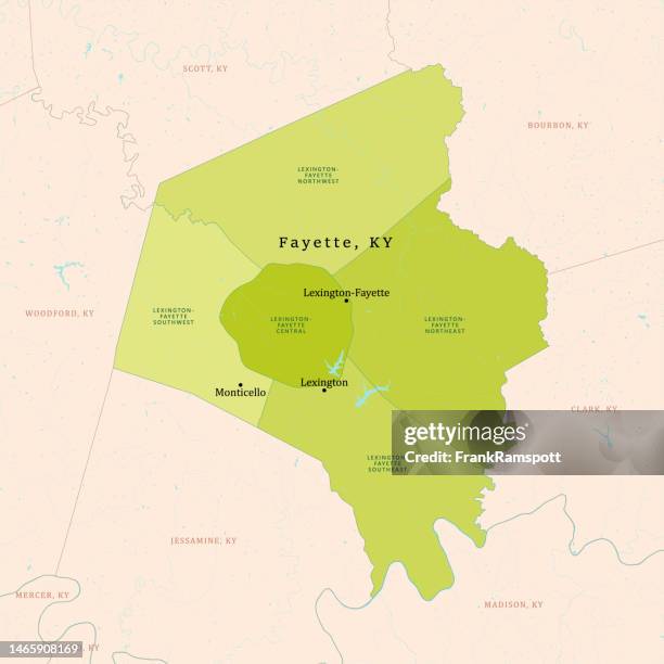 ky fayette county vector map green - lexington ky stock illustrations