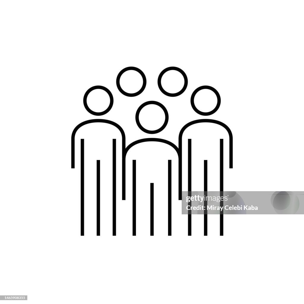 Icono de línea de grupo de trabajo y equipo empresarial