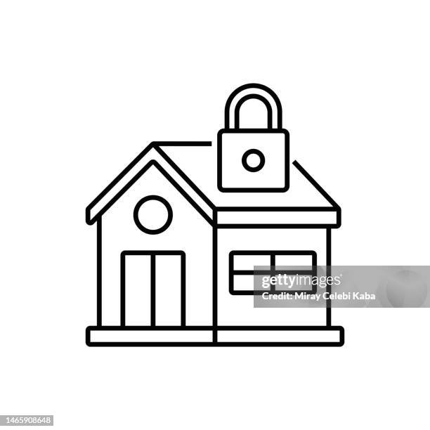 home security line icon - home security camera stock illustrations