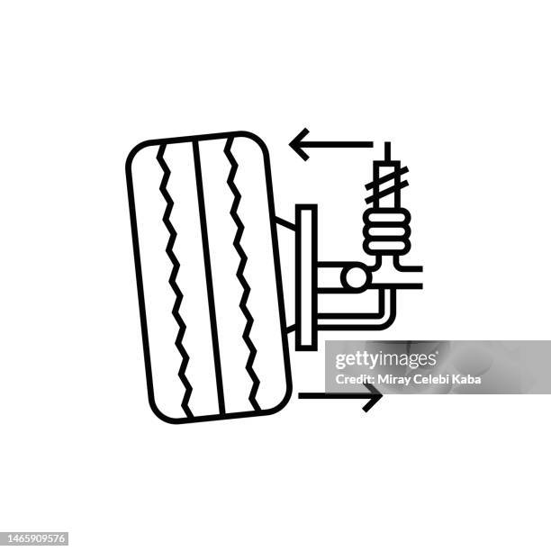 wheel balancing car service line icon - wheel balancing stock illustrations