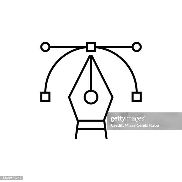 graphic design line icon - web designer logo stock illustrations
