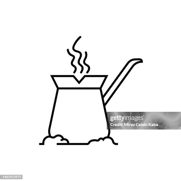 ilustraciones, imágenes clip art, dibujos animados e iconos de stock de icono de la línea de café turca - turkish coffee