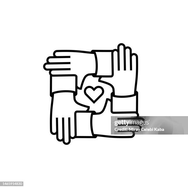togetherness line icon - unity illustration stock illustrations