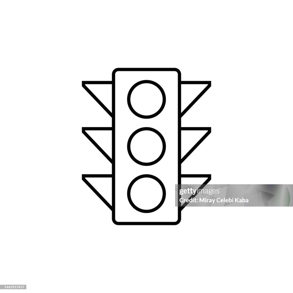 Traffic Light and City Elements Line Icon