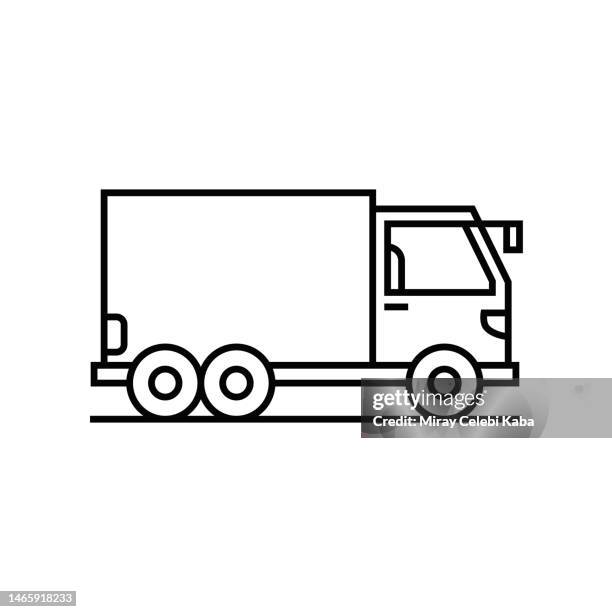 ilustraciones, imágenes clip art, dibujos animados e iconos de stock de icono de la línea de camiones - truck