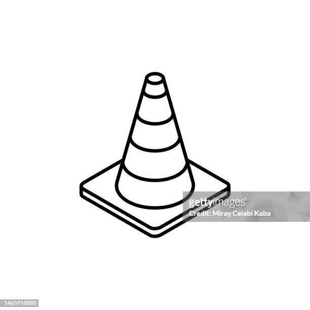 traffic cone line icon - safety cone stock illustrations