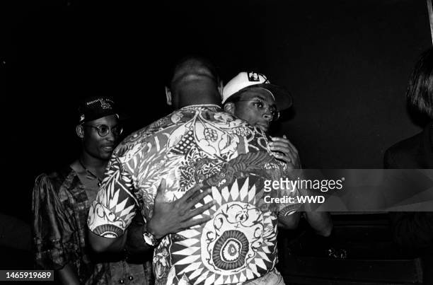 John Singleton, Mike Tyson , and Spike Lee attend the New York Premiere of "Boyz N the Hood" at the Loews Astor Plaza in New York City on July 9,...