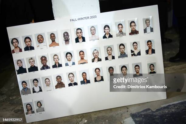 View of the model board backstage at the Brandon Maxwell show during New York Fashion Week: The Shows on February 14, 2023 in New York City.