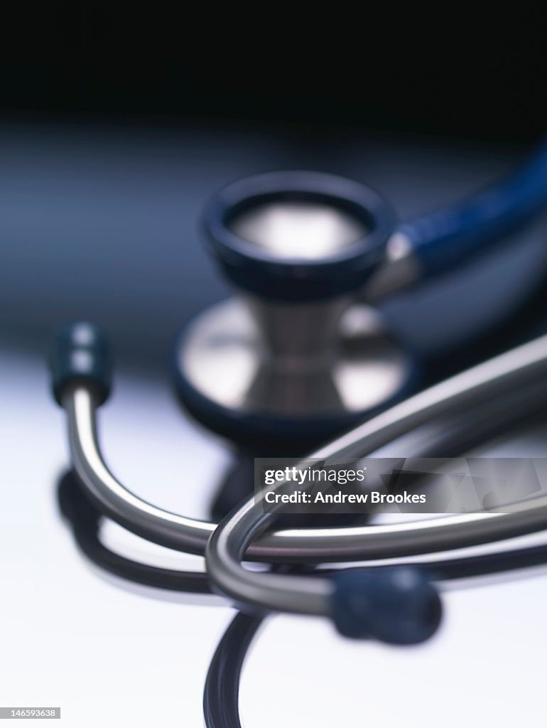 Close up of stethoscope on counter