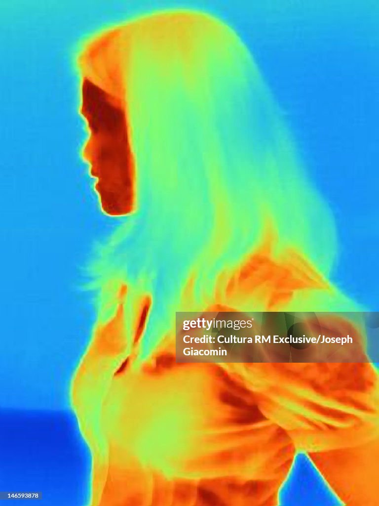 Thermal image of womans profile