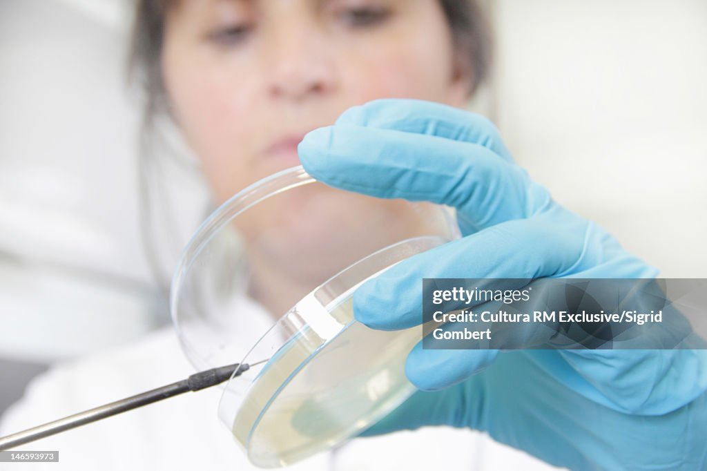 Scientist injecting liquid into sample