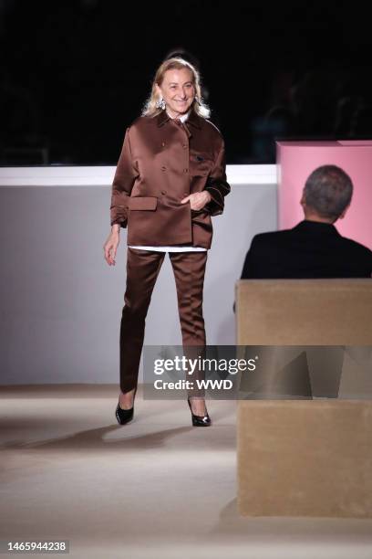 Miuccia Prada on the catwalk