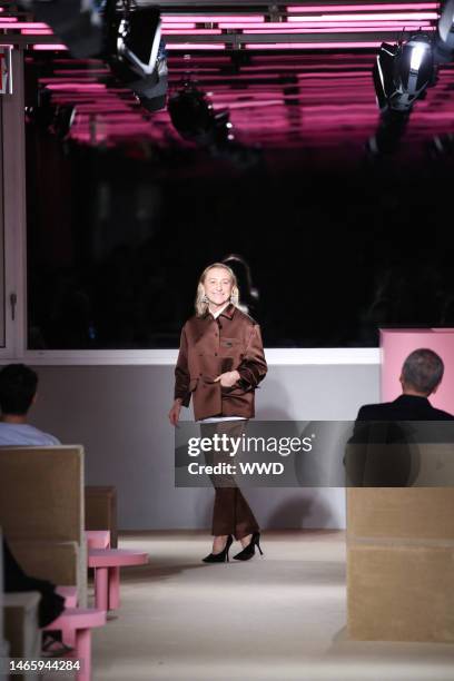 Miuccia Prada on the catwalk