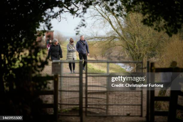 Louise Cunningham , the sister of missing Nicola Bulley, visits the scene where Nicola Bulley's mobile phone was found on a bench next to the River...