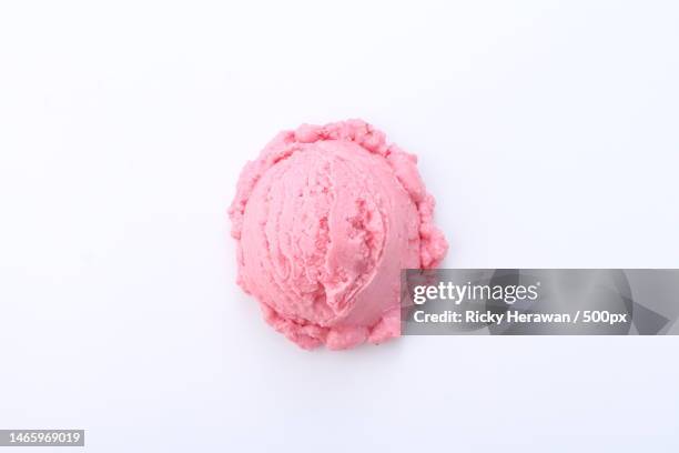 close-up of ice cream in bowl against white background,bekasi city,west java,indonesia - strawberry ice cream stock pictures, royalty-free photos & images