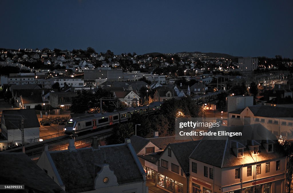 Sandnes city at sunset