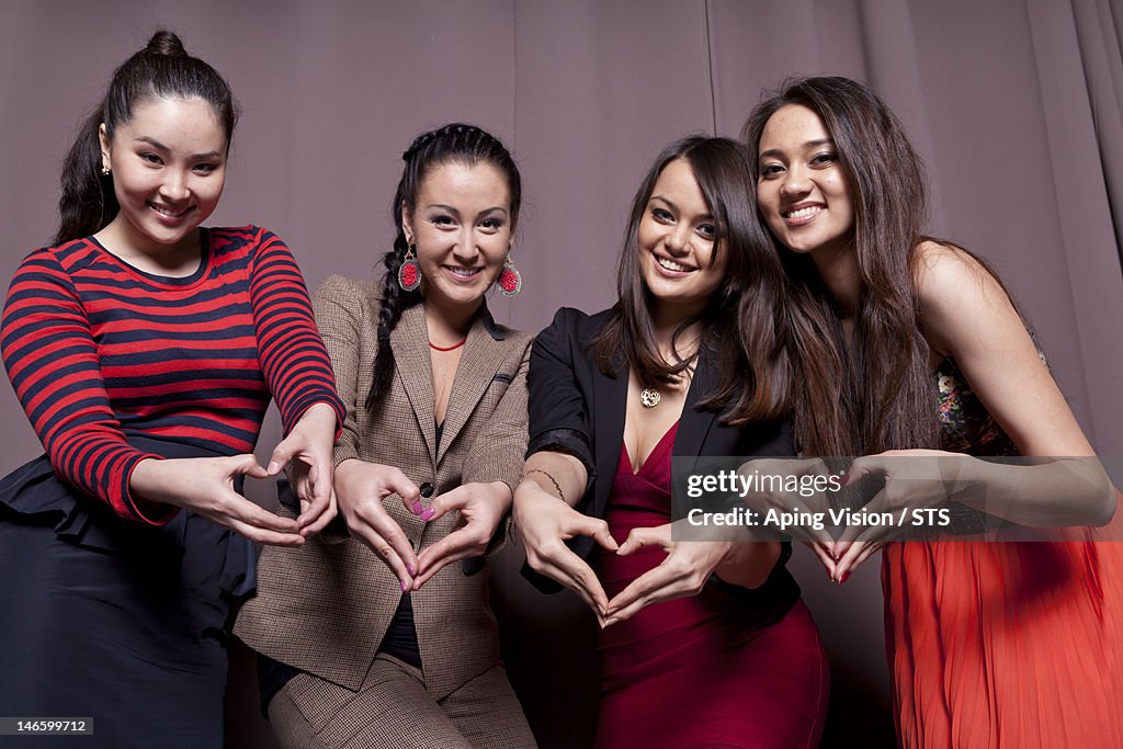 Four cheerful Russian girls