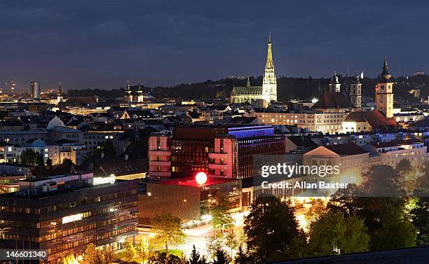 rooftops and new cathedral - linz stock-fotos und bilder