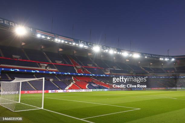 General view inside the stadium prior to the UEFA Champions League round of 16 leg one match between Paris Saint-Germain and FC Bayern Muenchen at...