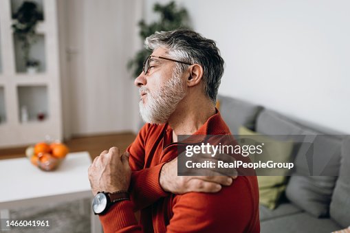 Mature man having problems with joints Mature man having problems with joints