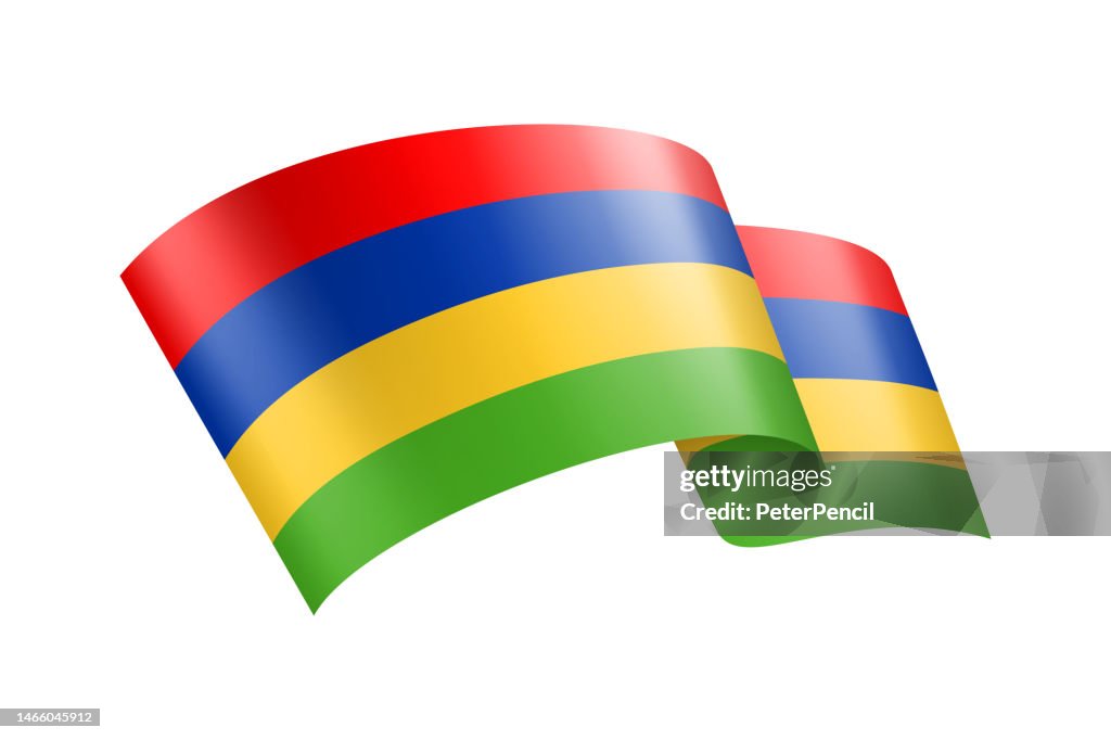 Mauritius Flag Ribbon. Mauritian Flag Header Banner. Vector Stock Illustration