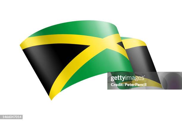 jamaica flag ribbon. jamaican flag header banner. vector stock illustration - jamaica flag stock illustrations