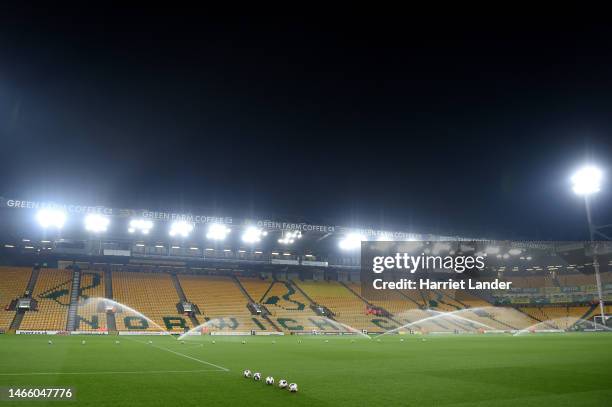 General view of Carrow Road ahead of the Sky Bet Championship match between Norwich City and Hull City at Carrow Road on February 14, 2023 in...