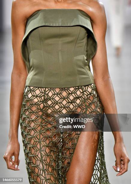 Model on the catwalk, fashion detail