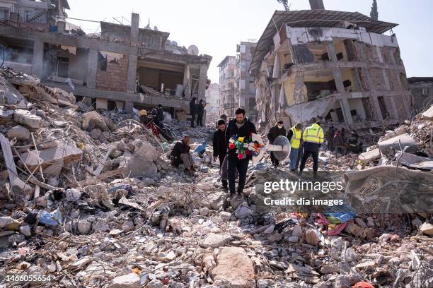 City in ruins after earthquake on February 14, 2023 in Hatay, Türkiye. A 7.8-magnitude earthquake hit near Gaziantep, Turkey, in the early hours of...
