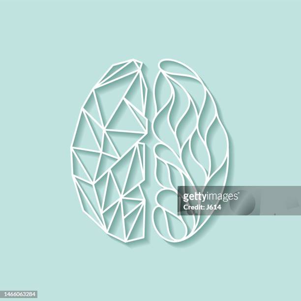 illustrazioni stock, clip art, cartoni animati e icone di tendenza di cervello umano astratto - emisfero cerebrale destro