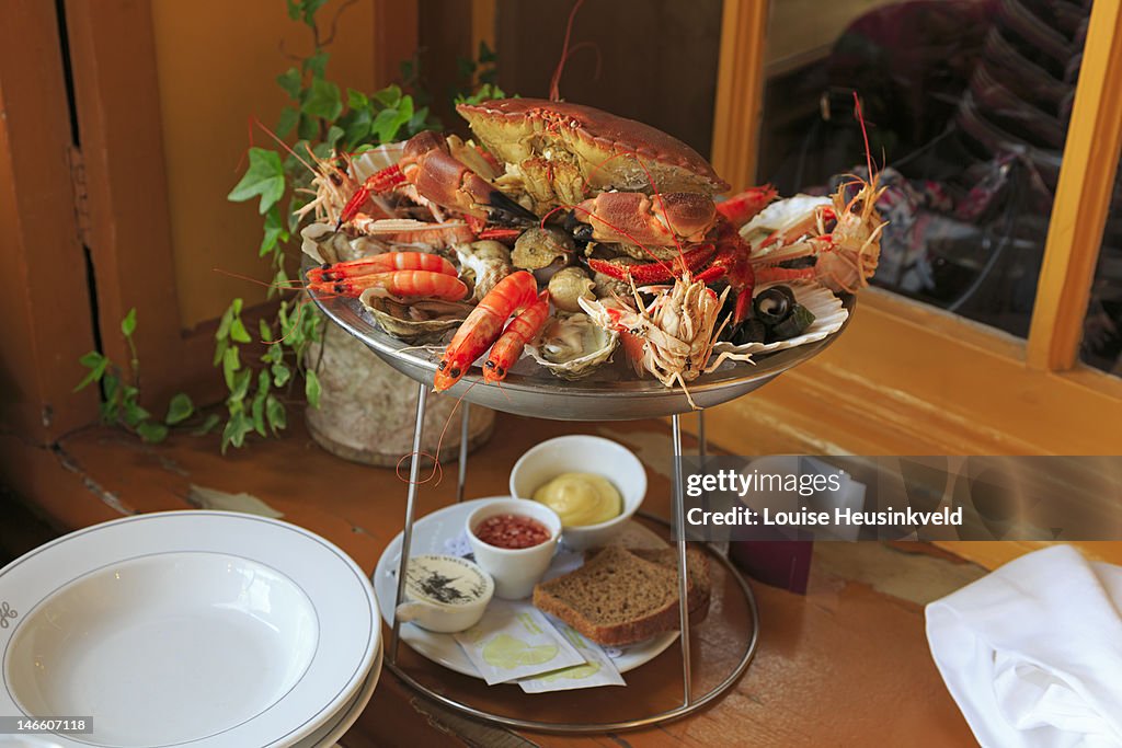 Seafood platter in a Normandy restaurant