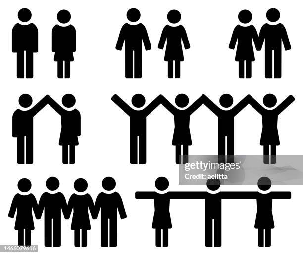 set of people icons – man and woman. - waving icon stock illustrations