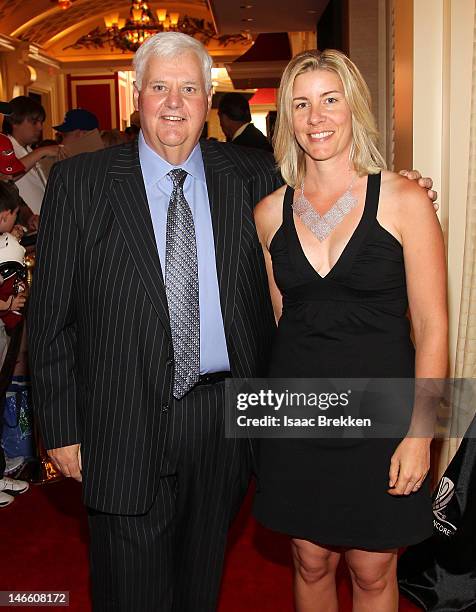 Ken Hitchcock, Head Coach of the St. Louis Blues arrives with guest before the 2012 NHL Awards at the Encore Theater at the Wynn Las Vegas on June...