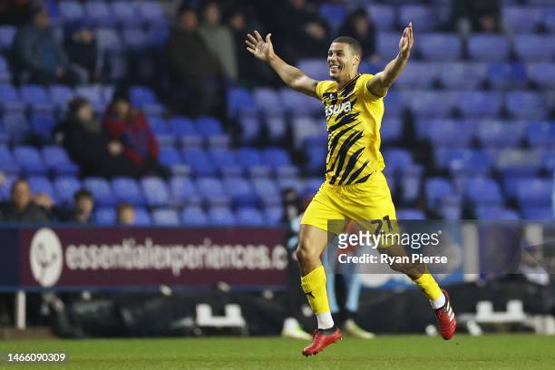 Lee Peltier of Rotherham United celebrates after scoring the team's first goal during the Sky Bet Championship match between Reading and Rotherham...