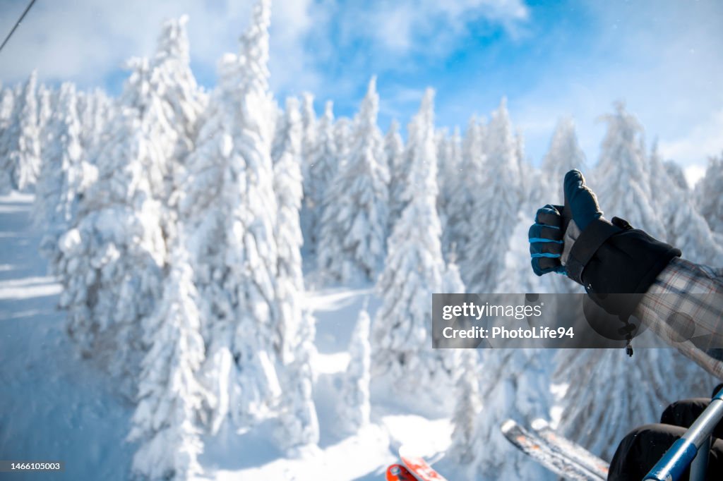 Thumb up for good ski winter season in ski resort